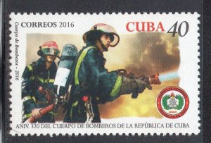 CUBA Sc# 5868 HAVANA FIRE FIGHTERS brigade  ANTIQUE TRUCKS 40c 2016 MNH