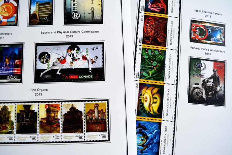 COLOR PRINTED MEXICO 2011-2014 STAMP ALBUM PAGES (36 illustrated pages)