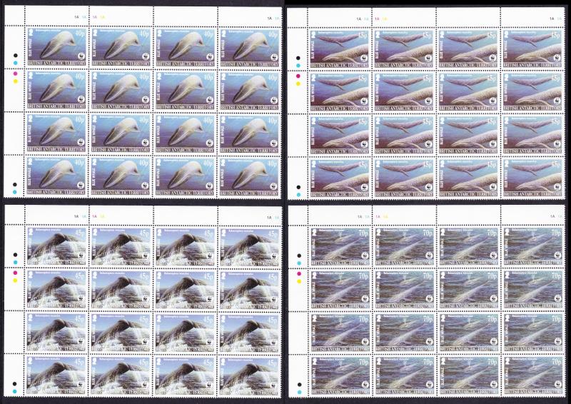 BAT WWF Blue Whale 4v in blocks of 16 SG#361-364 SC#326-329 MI#353-356 CV£130+