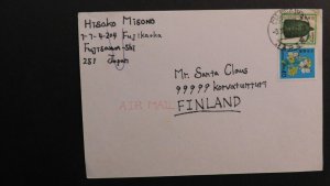 1937 Fujisawa Japan to Korvatunturi Finland Japanese Air Mail Cover Santa