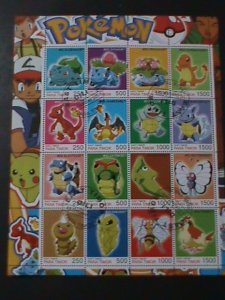 TIMOR-2001-WORLD FAMOUS POKEMON -CTO SHEET-VF-FANCY CANCEL  LAST ONE