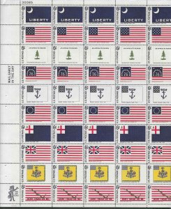 PCBstamps  US #1345/1354 Sheet $3.00(50x6c)1968 Historic American Flags, MNH,(4)