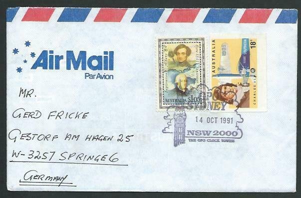 AUSTRALIA 1991 cover to Germany - nice franking - Sydney pictorial pmk.....12853