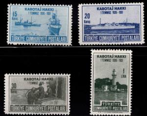 TURKEY Scott 1043-1046 MH* Flag Ship set