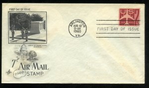 US C60 7c Air Mail Silhouette of jet UA ArtCraft cachet FDC