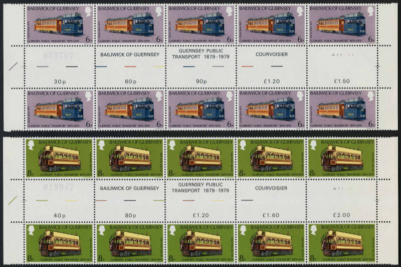 Guernsey 191-4 Gutter Pair Strips MNH Public Transport, Bus, Tram