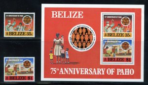 Belize 393-94a MLH, Pan Am. Health Org. 75th. Anniv. Set from 1977.