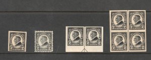 US President Warren Harding 1923 Issue Scott # 611 # 612 Perf. & Inperf. H & NH