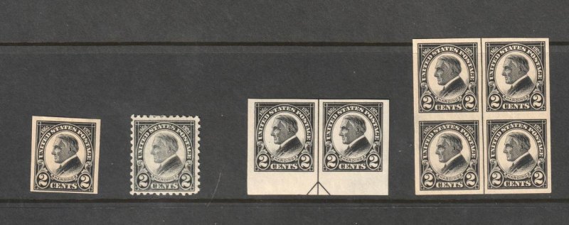 US President Warren Harding 1923 Issue Scott # 611 # 612 Perf. & Inperf. H & NH
