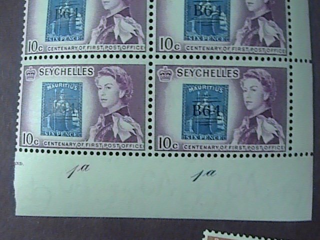 SEYCHELLES # 195-197-MINT/NEVER HINGED-COMPLETE SET OF PLATE # BLOCKS OF 4-1961