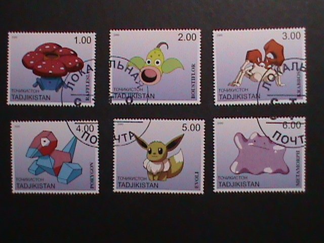 ​TAJIKISTAN -2000 LOVELY FAMPOUS POKEMON CTO FANCY POSTAL CANCEL VERY FINE