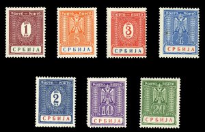 German WWII Occupation, Serbia #Mi. 9-15 Cat€50, 1942 Postage Dues, complet...