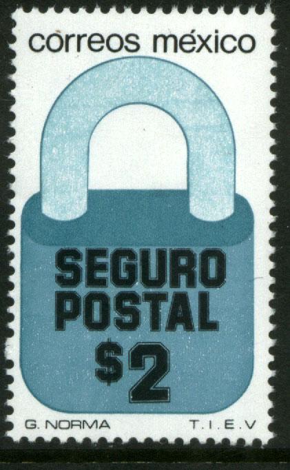 MEXICO G26A $2P Padlock Insured Letter Unwmk Fluor Paper 5. MINT, NH. VF.