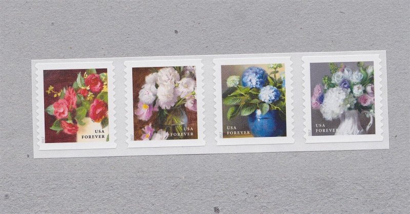 Coil Strip (4) Forever Garden Flower US 5236a F-VF, MNH Scott Order