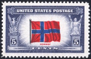 SC#911 5¢ Overrun Countries: Norway Single (1943) MNH