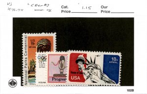 United States Postage Stamp, #C84-C87 Mint NH, 1972-74 Airmail (AB)