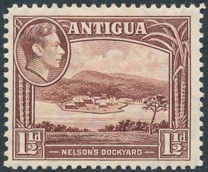 Antigua 1938 1½d Chocolate-Brown SG100 MH