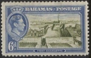 Bahamas 107 (unused) 6p Fort Charlotte, blue & ol grn (1938)