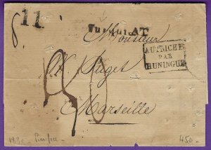 1830, Constantinople TURKEY to FRANCE, Disinfected, AUTRICHE PAR HUNINGUE Cachet