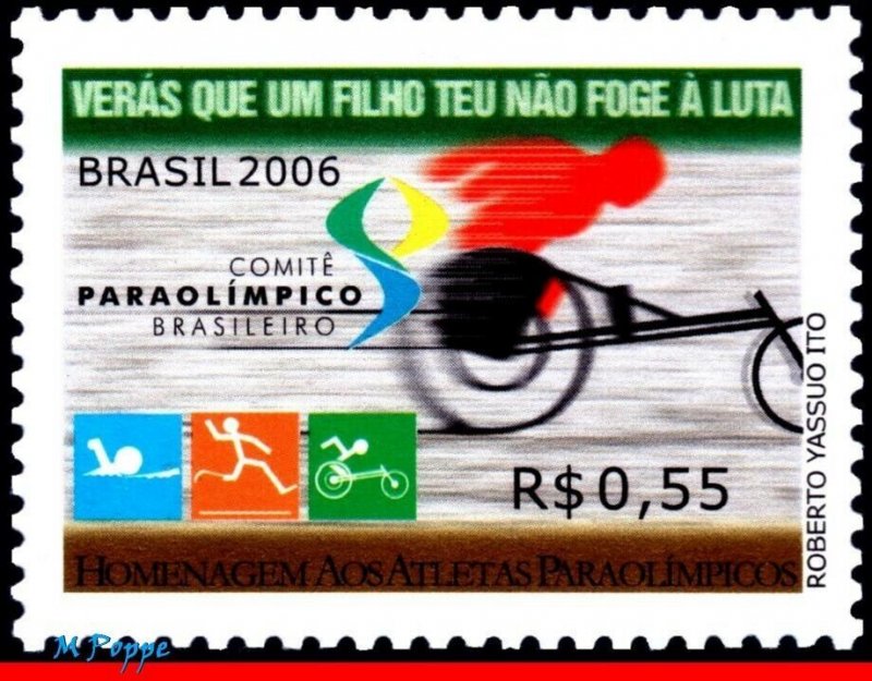 2989 BRAZIL 2006 PARALYMPIC COMMITTEE, 11TH ANNIV., BIKE, SPORTS, MNH