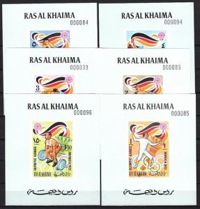 Ras Al Khaima, Mi cat. 649-654 C. Summer Olympics issue as Deluxe s/sheets. ^