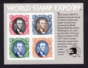 US 1989  90¢ World Stamp Expo Souvenir Sheet #2433 MNH