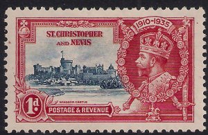 St Christopher & Nevis 1935 KGV 1d Silver Jubilee MM SG 61 ( L949 )