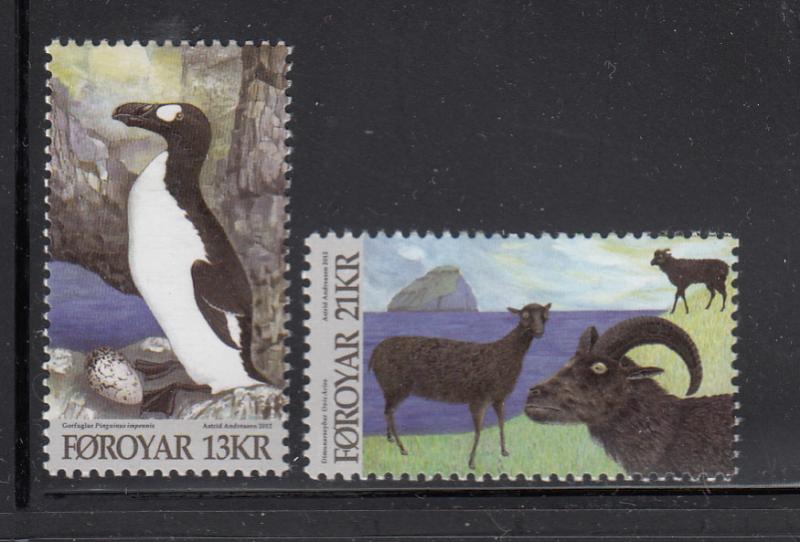 Faroe Islands MNH 2012 Set of 2 Animals: penguin, goats