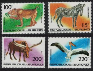 Burundi Pelican Bird Macaque Zebra Animals Fauna 1992 MNH SG#1512-1515