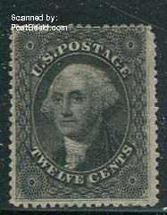 United States of America 1857, 12c, George washington, unused hinged, Unused ...