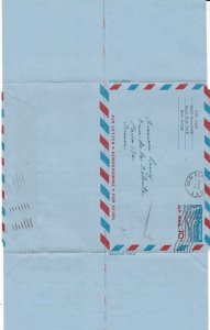 U.S. Cliff Jeger,New Jersey 1960 Aerogramme 10c Air Mail to Paris,France Rf44608 