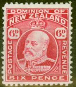 New Zealand 1909 6d Carmine SG398 P.14 Fine & Fresh Mtd Mint