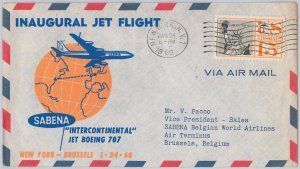 50160- USA-AIRMAIL - FLIGHT COVER - SABENA : New York  /  Bruxelles - 24.01.1960