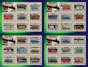 Guyana - 2014 - World Football Championship 2014 - 4 Sheets Of 8 Stamps - MNH