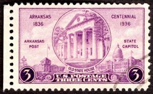 1936, US 3c, Statehood Arkansas, Used, Sc 782