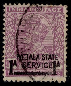 INDIAN STATES - Patiala GVI SG O70w, 1a on 1a 3p mauve, USED.