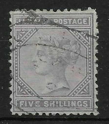 JAMAICA SG15 1875 5/= LILAC USED