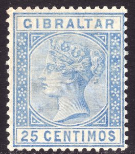 Sc# 32 Gibraltar 1885 - 1895 Queen Victoria QV 25 Centimos issue MVLH CV $27.50