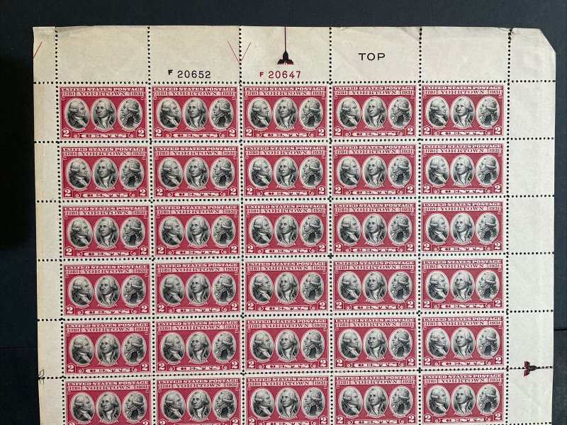 1931 sheet, Yorktown Sc# 703, Second Layout