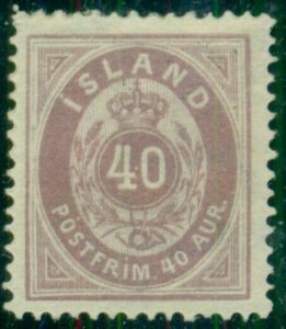 ICELAND #18 (17) 40aur red violet, og, LH, XF