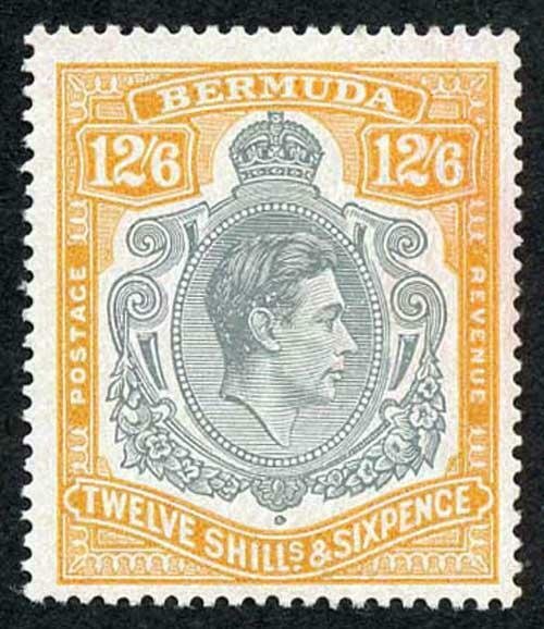 Bermuda SG120c KGVI 12/6 Grey and Pale Orange on ordinary Paper Fine U/M