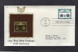 2630 NY Stock Exchange, FDC PCS Gold Replica addressed