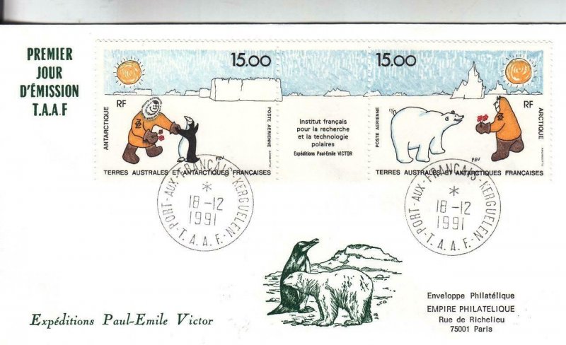 1991,  T.A. A. F.: Expedition of Paul-Emile Victor, FDC, Sc #C120a (38254)