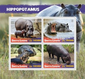 Sierra Leone - 2020 Pygmy Hippopotamus - 4 Stamp Sheet - SRL200636a