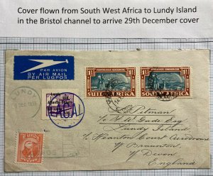 1938 South West Africa Airmail Cover To Lundy Channel Island
