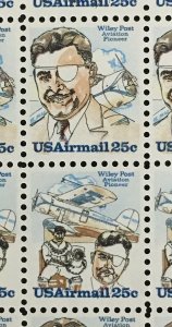 1979 airmail sheet, Wiley Post Sc# C95-6