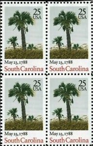 1988 South Carolina Constitution Block Of 4 25c Stamps, Sc#2343, MNH, OG