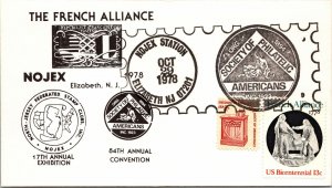 THE FRENCH ALLIANCE COMMEMORATED EVENT CACHET COVER NOJEX ELIZABETH N.J. 1978-1