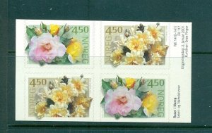 Norway - Sc# 1273a. 2001 Roses, Flowers. MNH Bklt. Pane. $5.00.