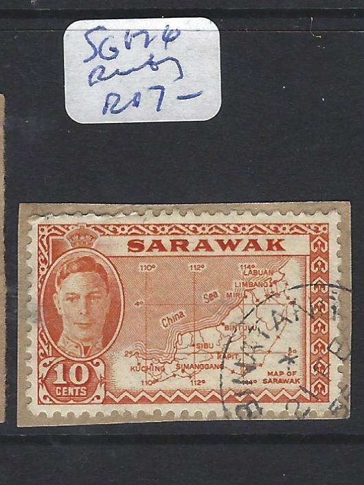 SARAWAK (P1309B)  KGVI 10C MAP  SG 176  PIECE  BINTANG  VFU